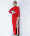 Jovani Long Sleeve High Slit Evening Dress 1706 - The Dress Outlet