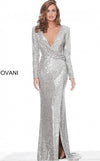 Jovani Long Sleeve Sequins Evening Prom Gown 04886 - The Dress Outlet