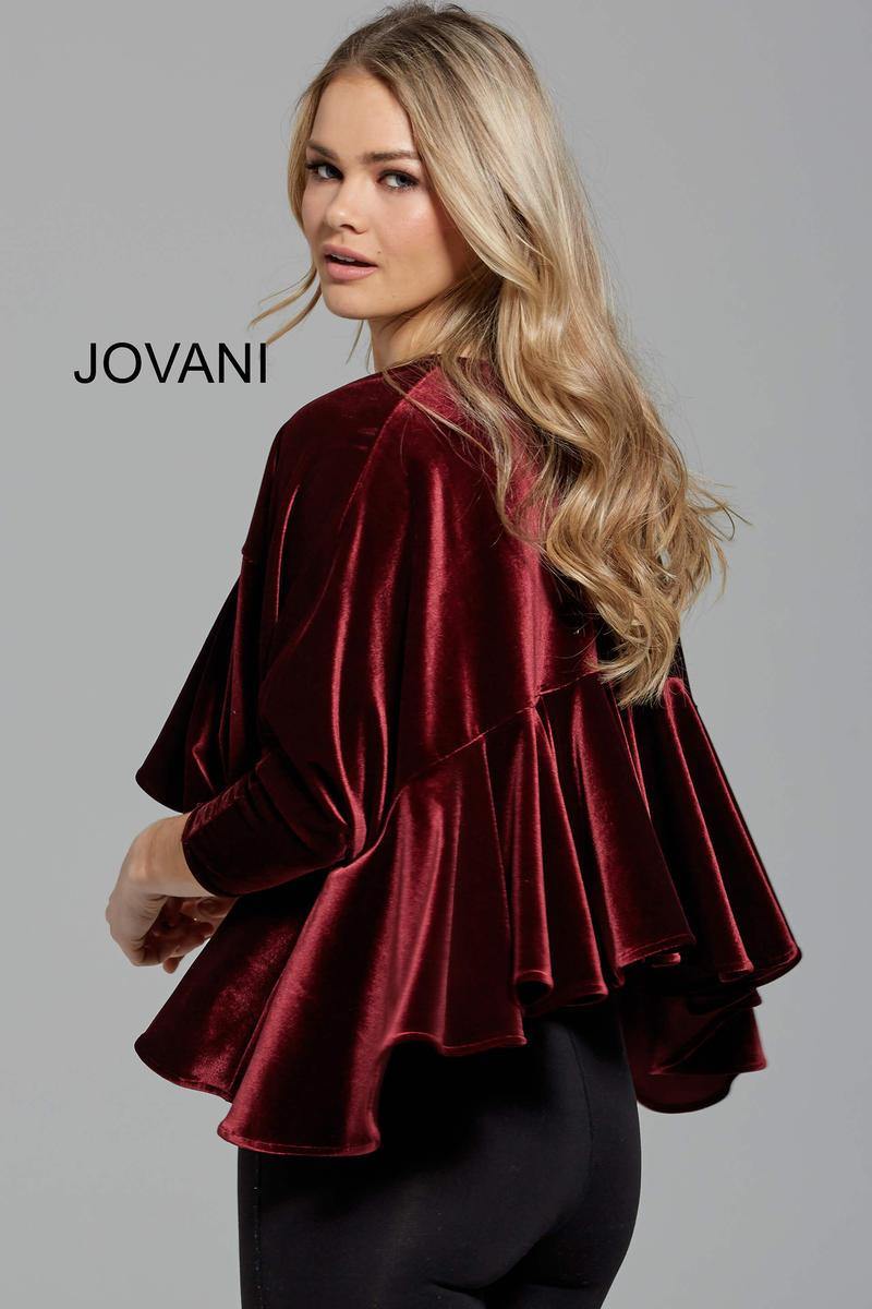 Jovani Long Sleeve Velvet Crop Top M54990 - The Dress Outlet