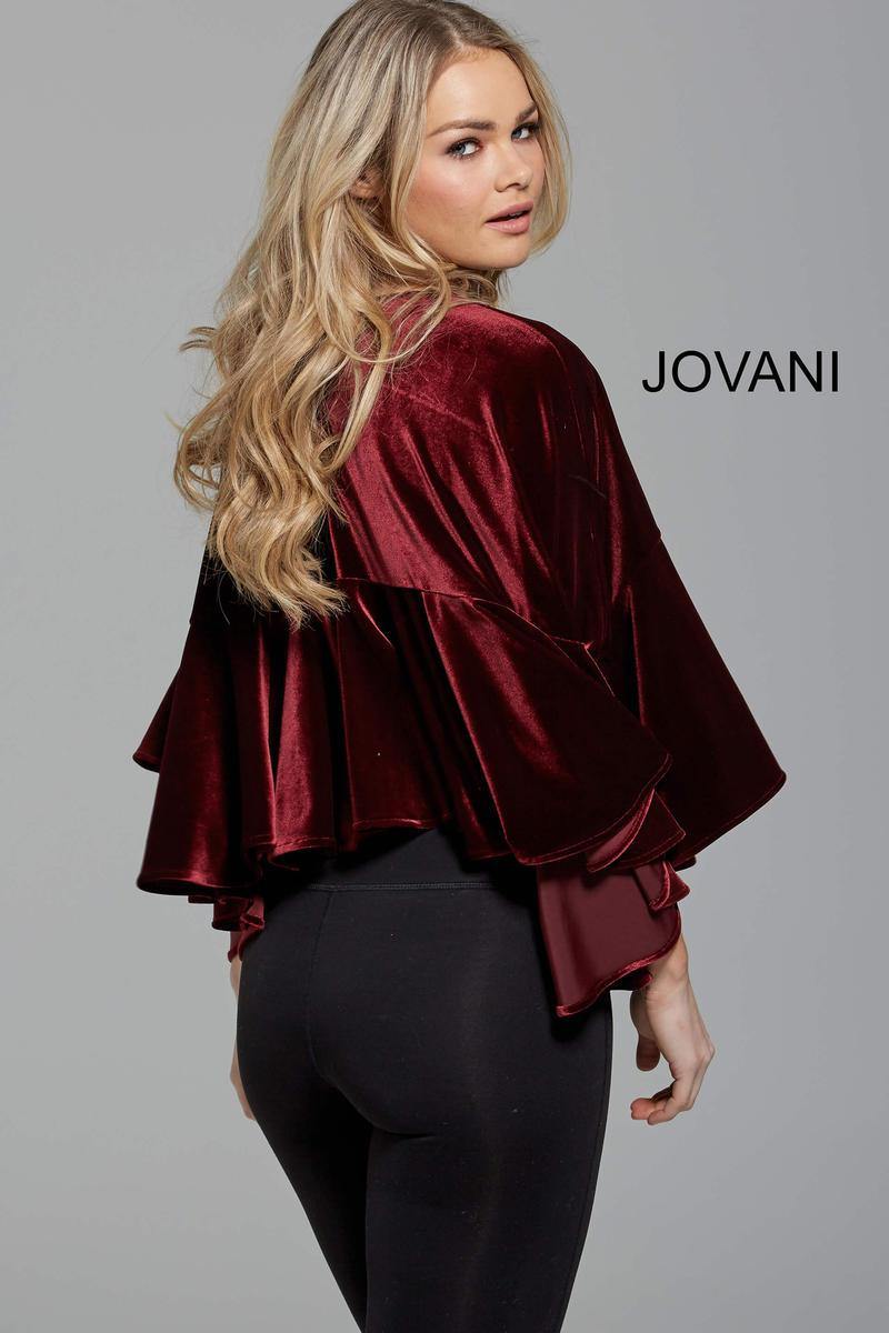 Jovani Long Sleeve Velvet Crop Top M54990 - The Dress Outlet