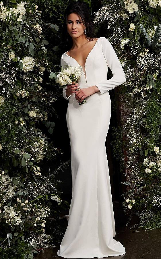 Jovani  Long Sleeve Wedding Dress JB06911 - The Dress Outlet