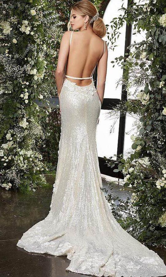 Jovani Long Spaghetti Strap Wedding Dress JB03592 - The Dress Outlet