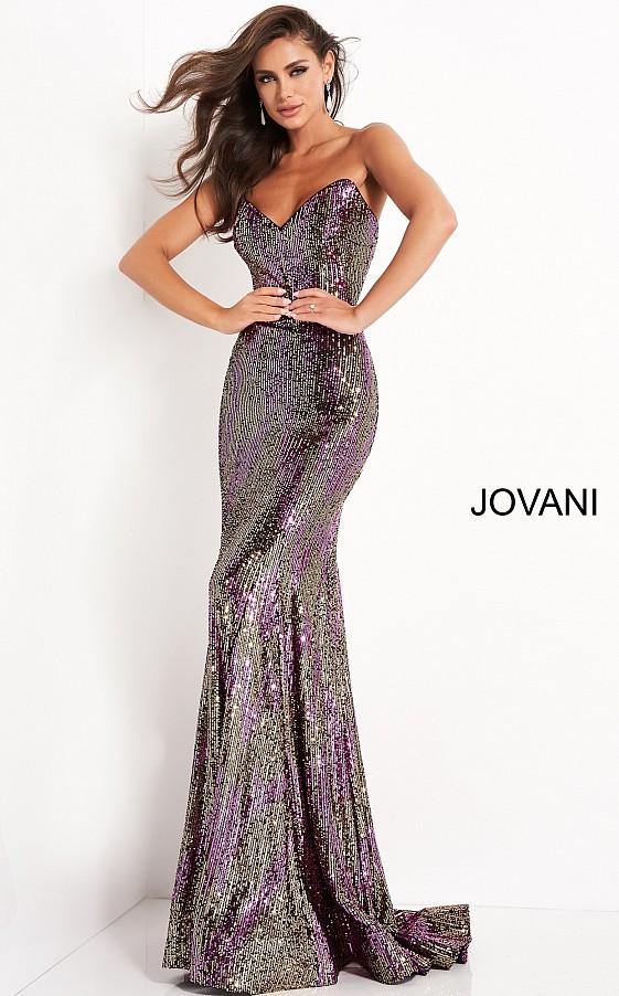 Jovani Long Strapless Sequin Prom Dress 04155 - The Dress Outlet