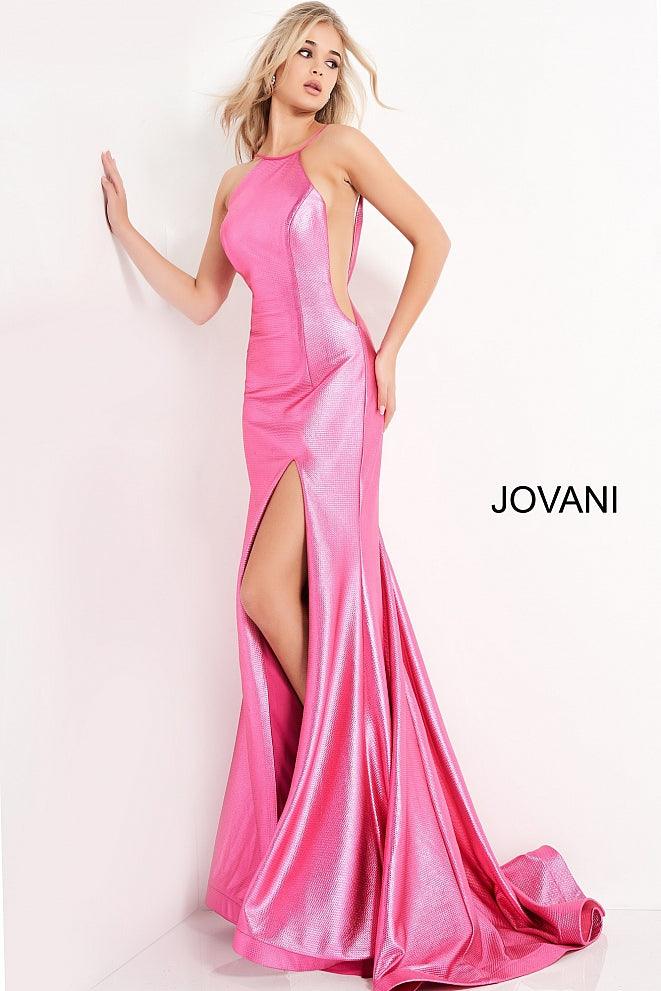 Jovani Metallic Backless Long Prom Dress 06525 - The Dress Outlet