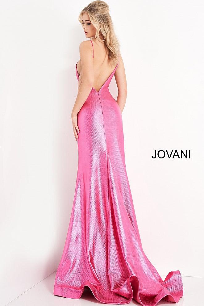 Jovani Metallic Backless Long Prom Dress 06525 - The Dress Outlet