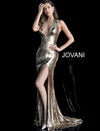 Jovani Metallic Long Halter Prom Dress 62360 - The Dress Outlet