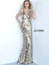 Jovani Metallic Plunging Long Gown 2543 - The Dress Outlet