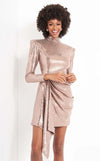 Jovani Metallic Short Dress Blush 04271 - The Dress Outlet