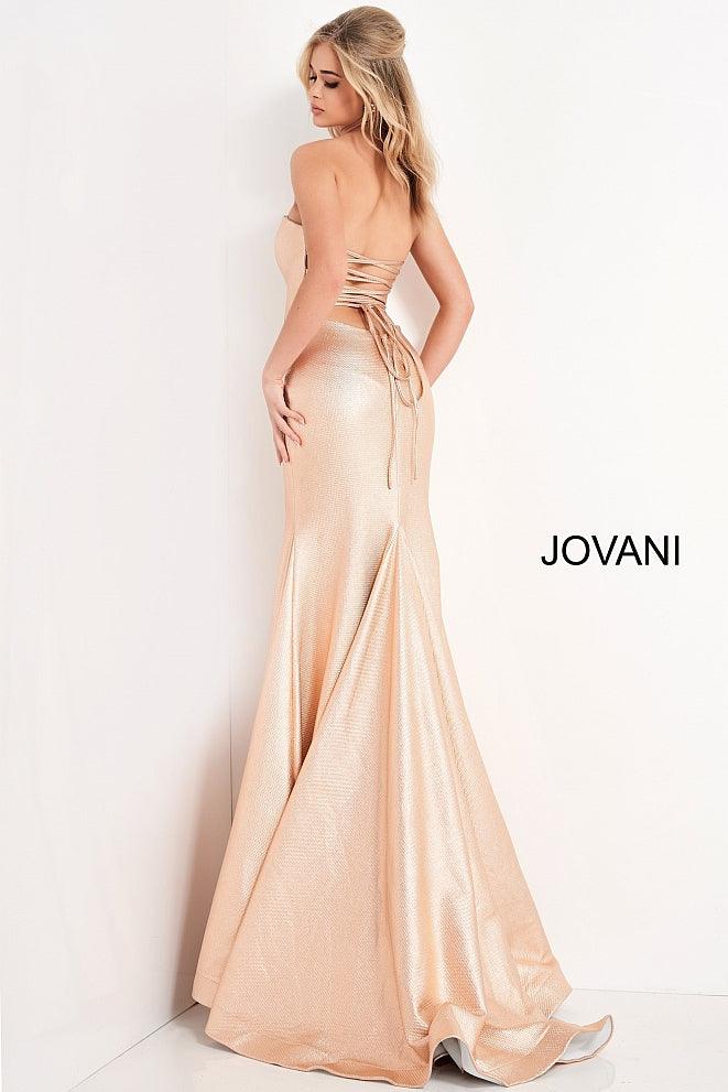 Jovani Metallic Strapless Long Prom Dress 06427 - The Dress Outlet