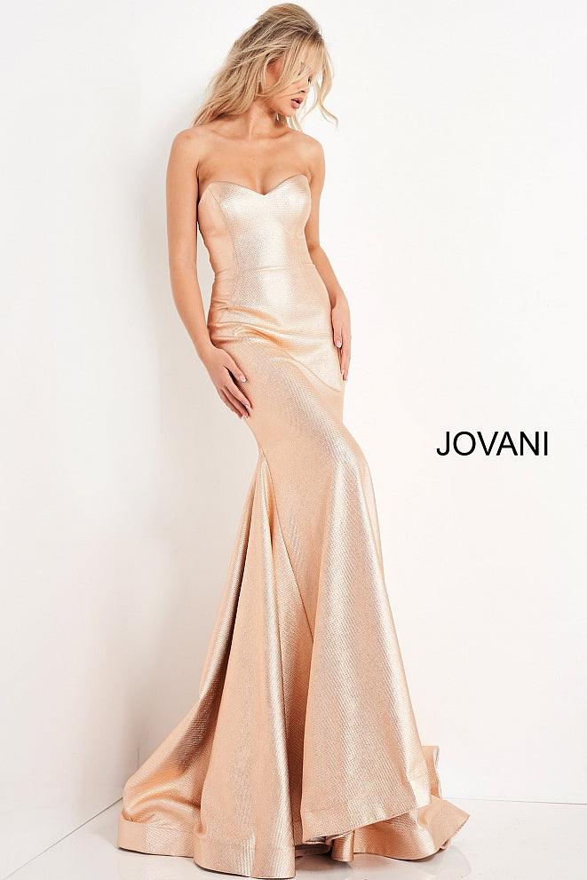 Jovani Metallic Strapless Long Prom Dress 06427 - The Dress Outlet