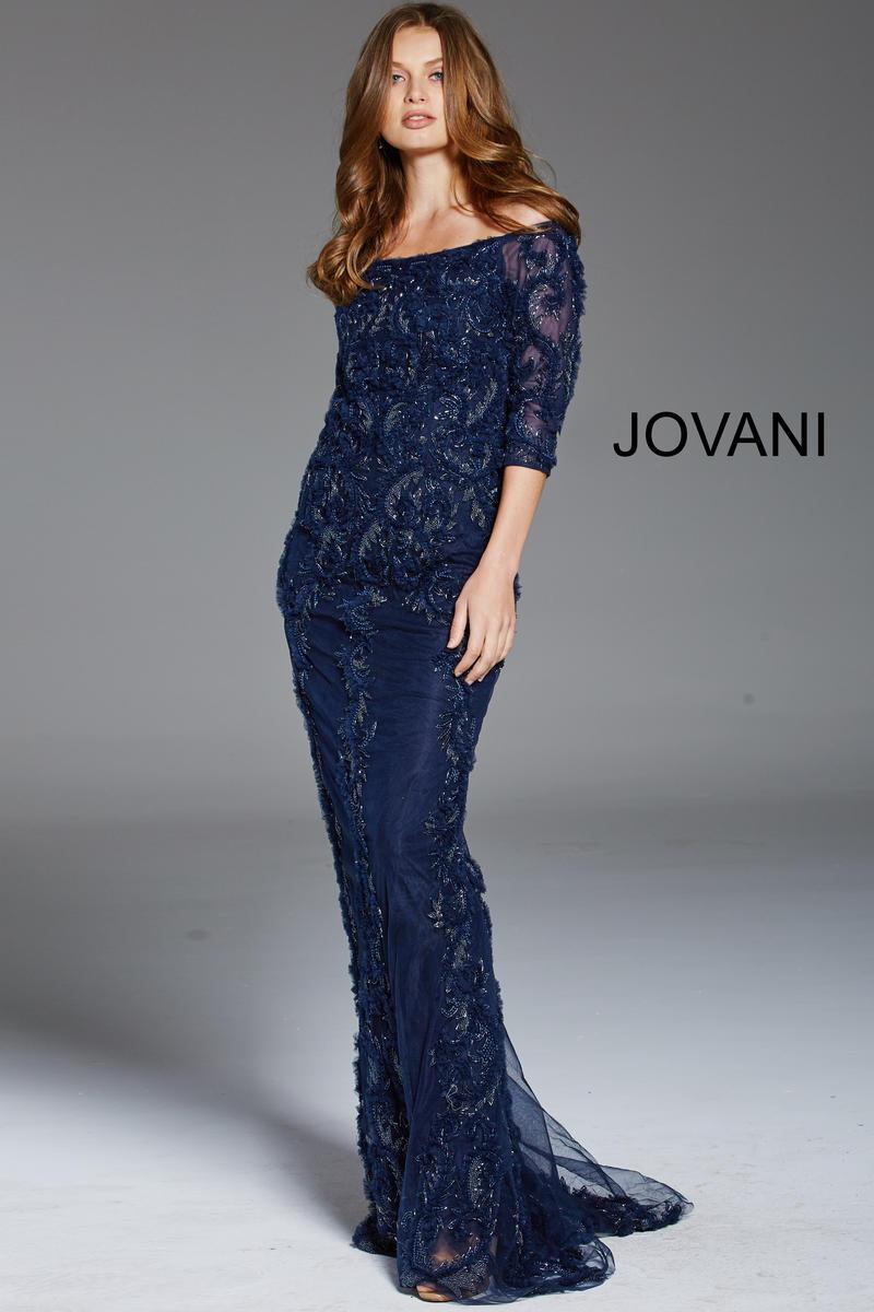 Jovani Off Shoulder Beaded Long Prom Dress 48300 - The Dress Outlet