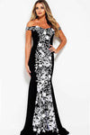 Jovani Off-Shoulder Floral Long Evening Dress 54883 - The Dress Outlet