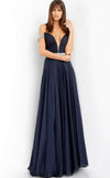 Jovani Off-Shoulder High Slit Long Prom Dress 54935 - The Dress Outlet