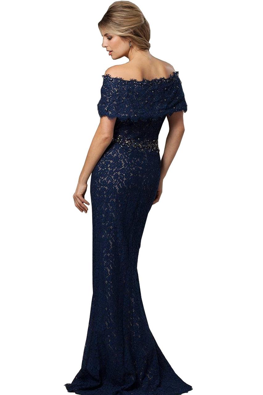 Jovani Off Shoulder Lace Long Evening Dress 98026 - The Dress Outlet