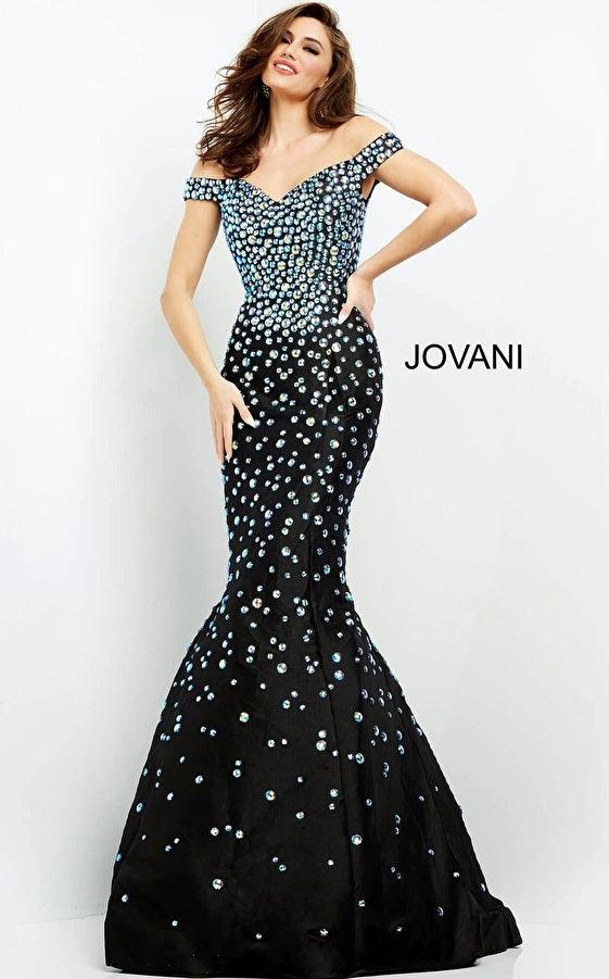 Jovani Off Shoulder Long Mermaid Prom Gown 00699 - The Dress Outlet