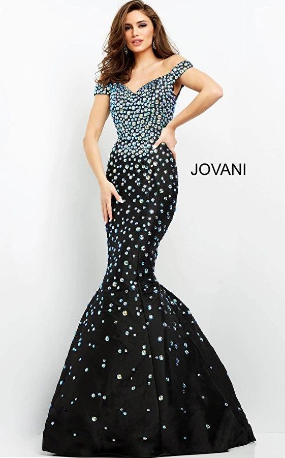 Jovani Off Shoulder Long Mermaid Prom Gown 00699 - The Dress Outlet