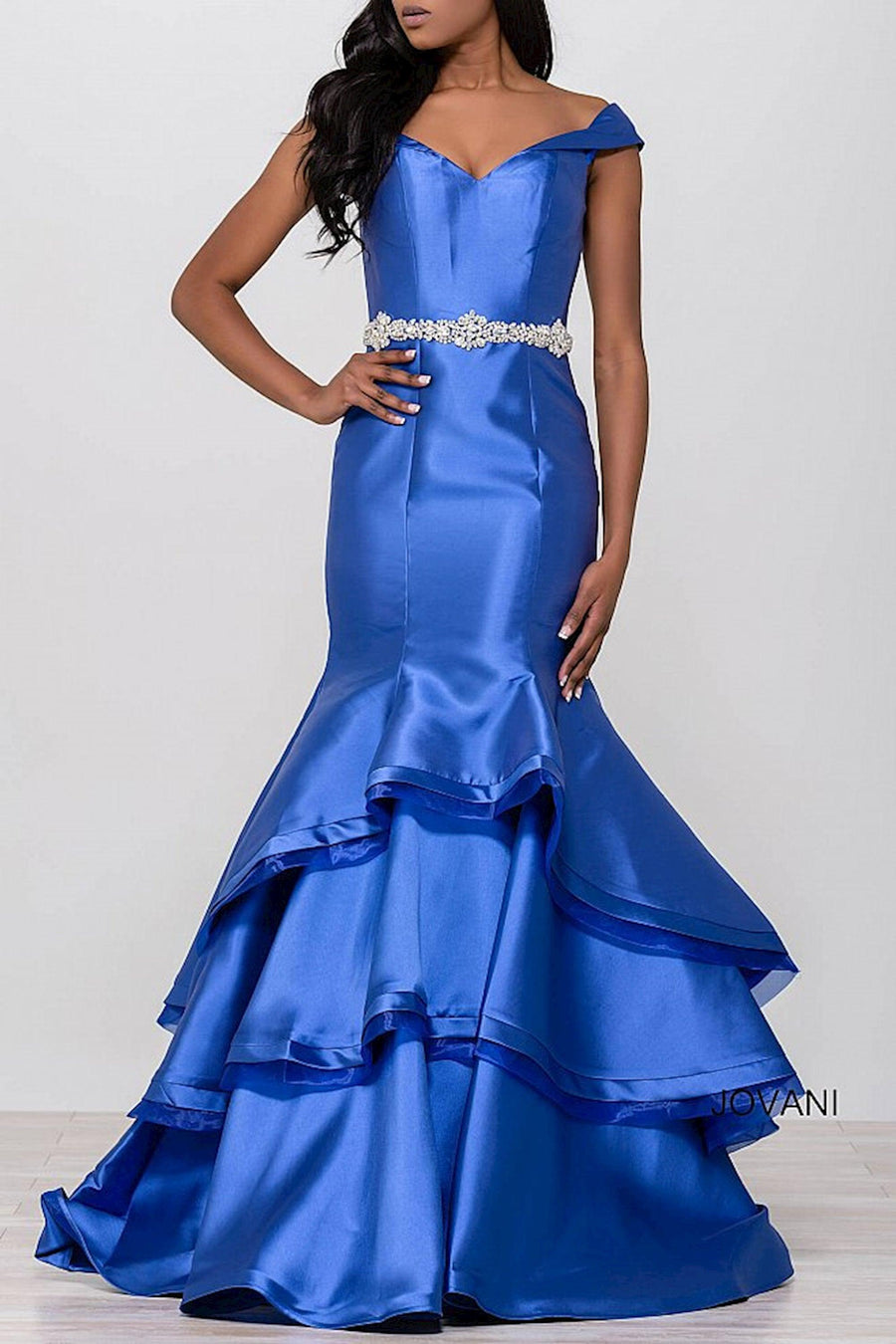 Jovani Off Shoulder Long Prom Dress 48609 - The Dress Outlet