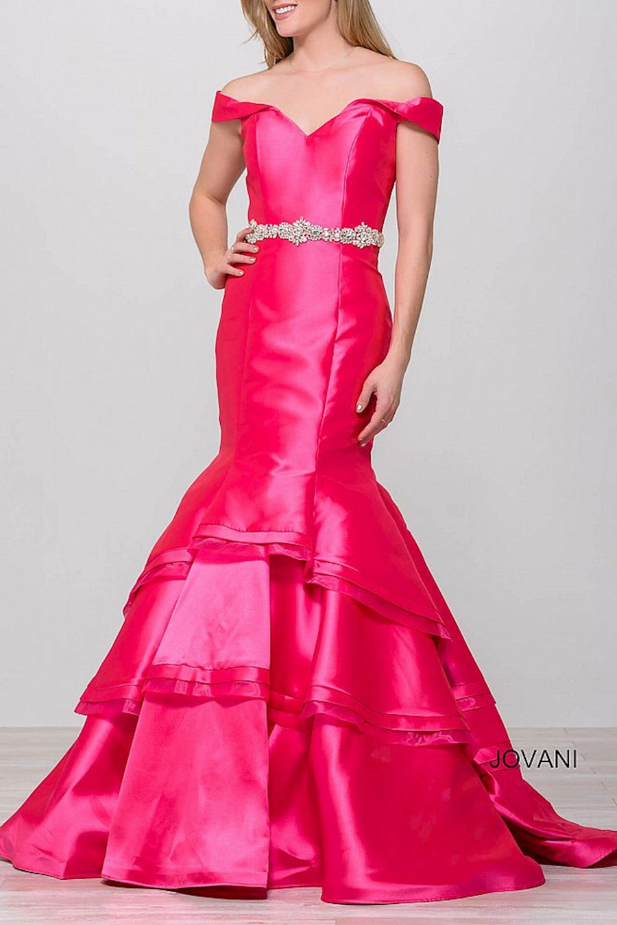 Jovani Off Shoulder Long Prom Dress 48609 - The Dress Outlet