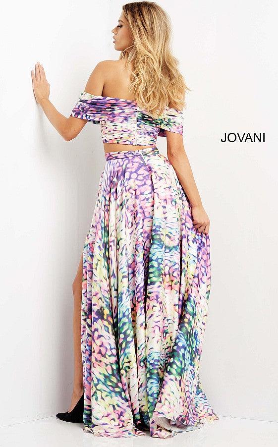 Jovani Off Shoulder Two Piece Long Prom Dress 08350 - The Dress Outlet