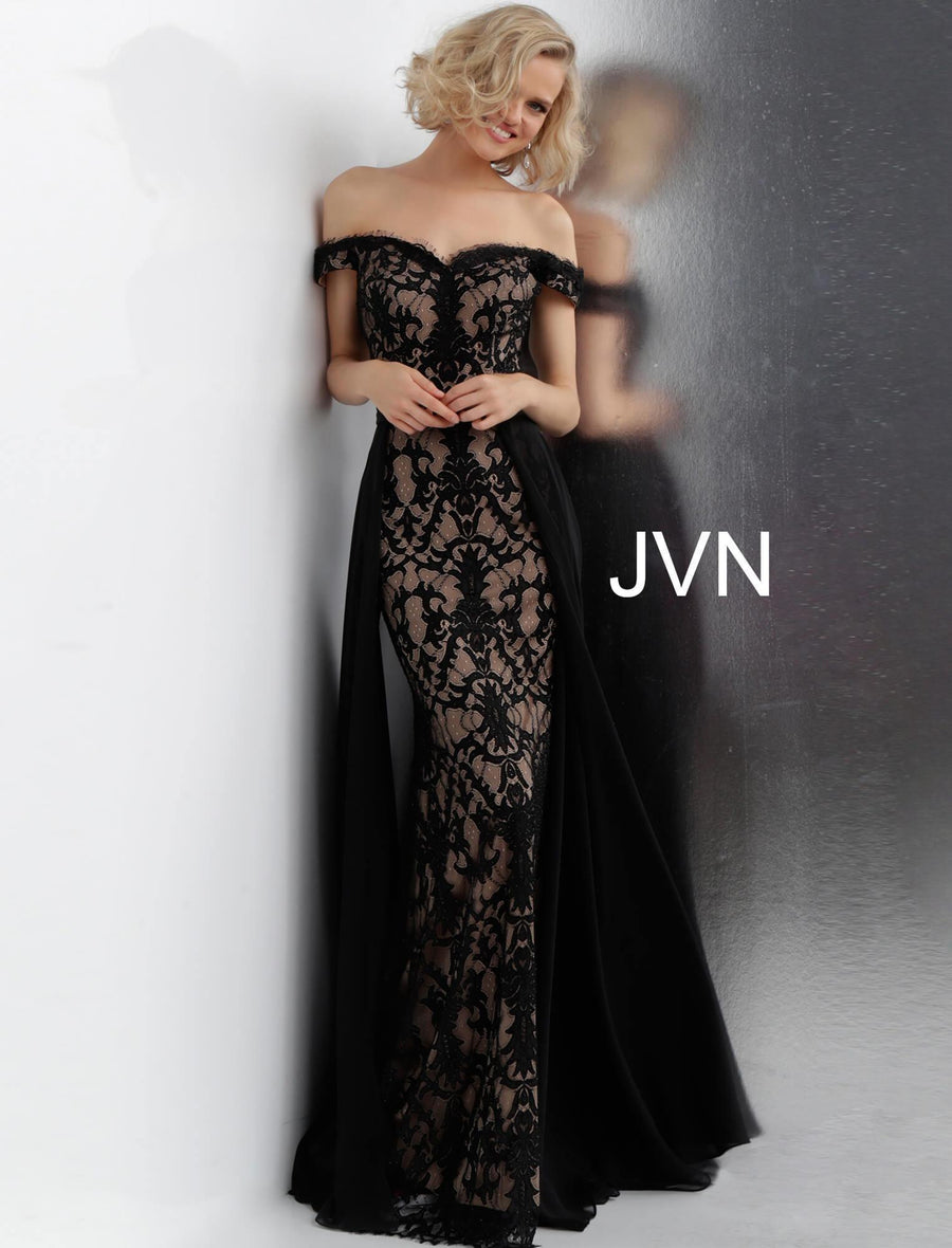 JVN By Jovani Off the Shoulder Lace Prom Dress JVN62489 - The Dress Outlet Jovani