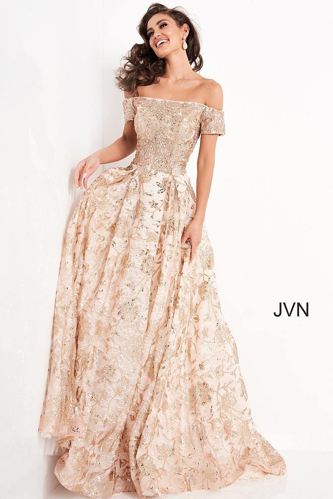 Jovani Off the Shoulder Long Prom Dress 03013 - The Dress Outlet