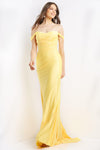 Jovani Off the Shoulder Long Prom Dress Yellow