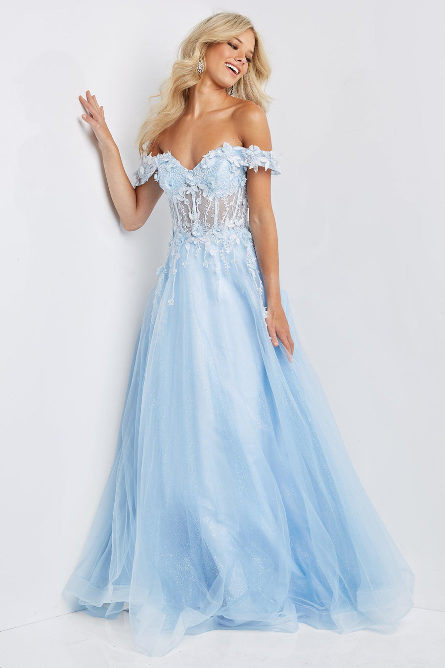 Jovani Off the Shoulder Long Prom Dress 08295 - The Dress Outlet