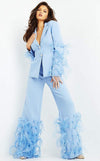 Jovani Perriwinkle Feather Embellished Evening Pant Suit 07218 - The Dress Outlet