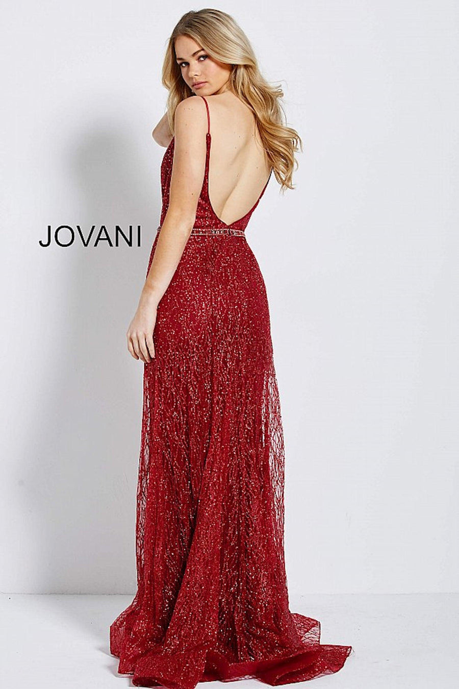 Jovani Plunging V-Neck LongTulle Prom Dress 56050 - The Dress Outlet