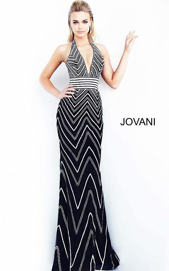 Jovani Prom Long Beaded Halter Fitted Dress 4341 - The Dress Outlet