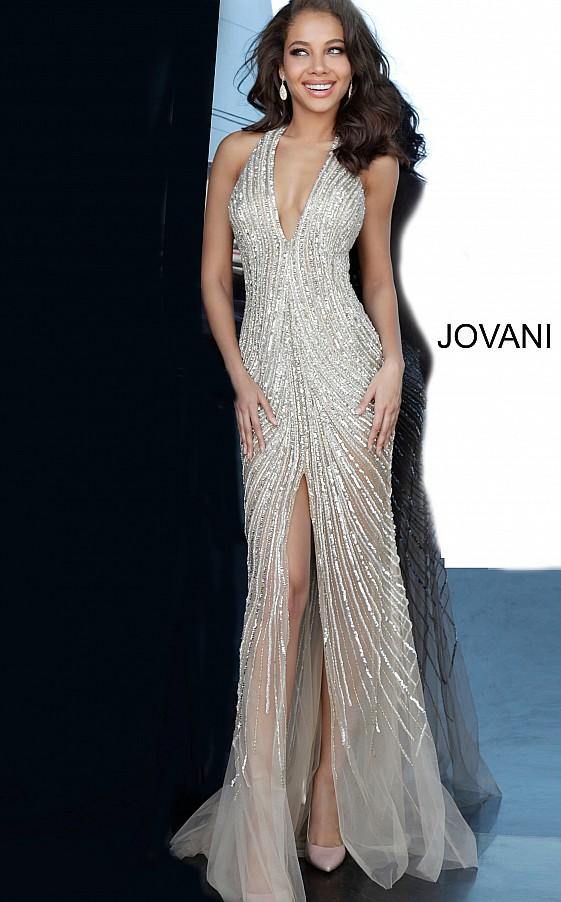 Jovani Prom Long Beaded Halter Sexy Dress 2609 - The Dress Outlet