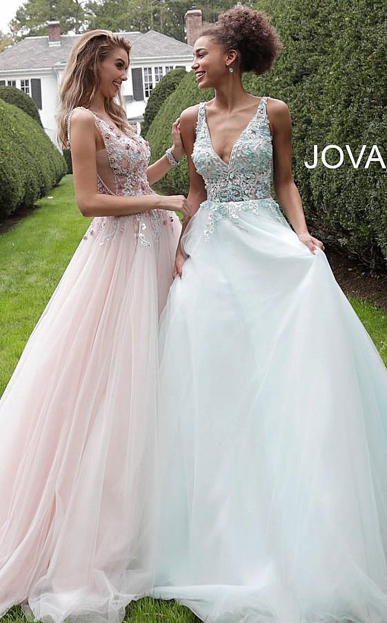 Jovani Prom Long Floral Applique Ball Gown 61109 - The Dress Outlet