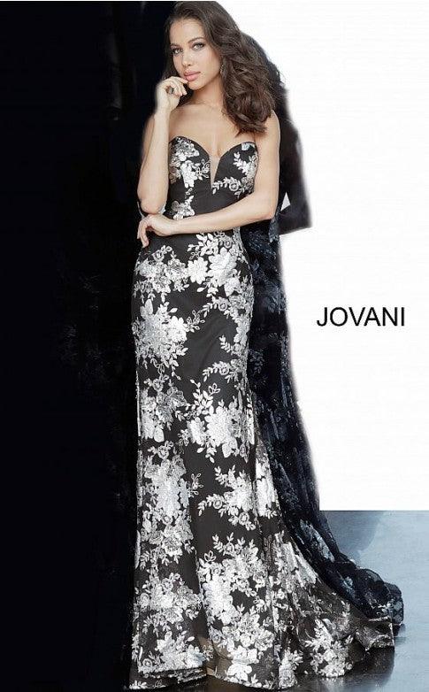 Jovani Prom Long Formal Floral Print Dress 02475 - The Dress Outlet