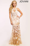 Jovani Prom Long Halter Floral Lace Dress 24283 - The Dress Outlet