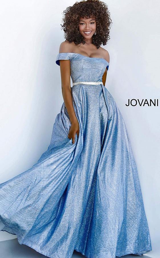 Jovani Prom Long Off Shoulder Glitter Ballgown 66950 - The Dress Outlet