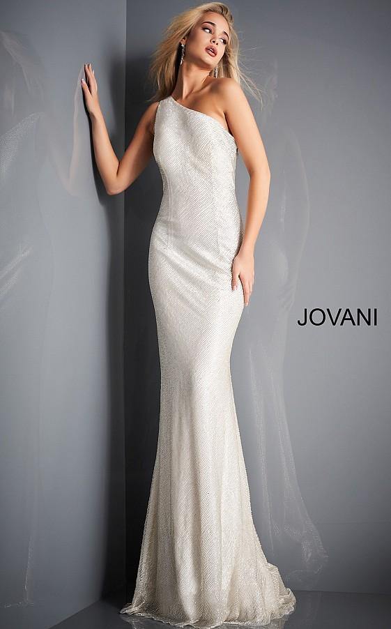 Jovani Prom Long One Shoulder Beaded Dress 1248 - The Dress Outlet