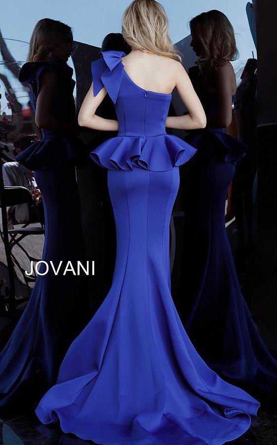 Jovani Prom Long One Shoulder Peplum Dress 63584 - The Dress Outlet