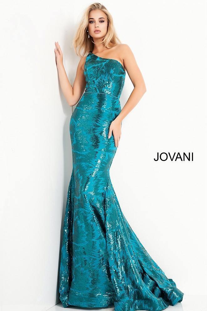 Jovani Prom Long One Shoulder Fitted Dress 1845 - The Dress Outlet