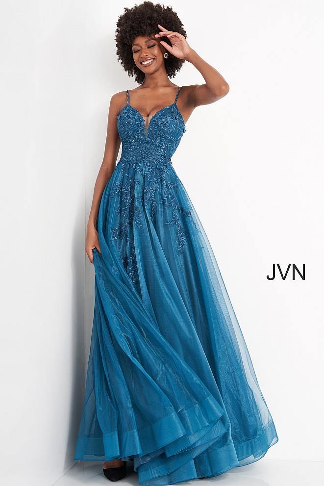 Jovani Prom Long Spaghetti Strap A Line Dress 02266 - The Dress Outlet