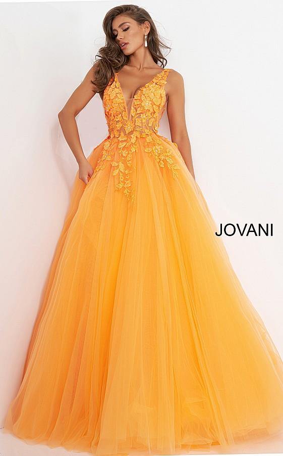 Jovani Prom Long Spaghetti Strap Ball Gown 02840 - The Dress Outlet