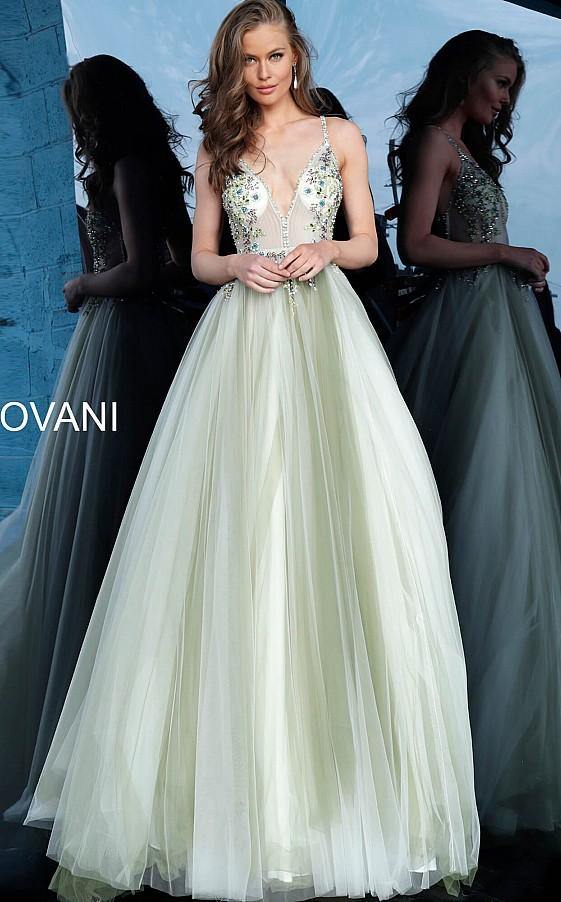 Jovani Prom Long Spaghetti Strap Ball Gown 66352 - The Dress Outlet