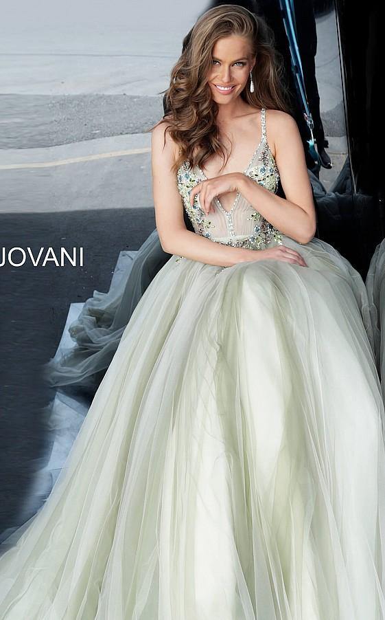 Jovani Prom Long Spaghetti Strap Ball Gown 66352 - The Dress Outlet