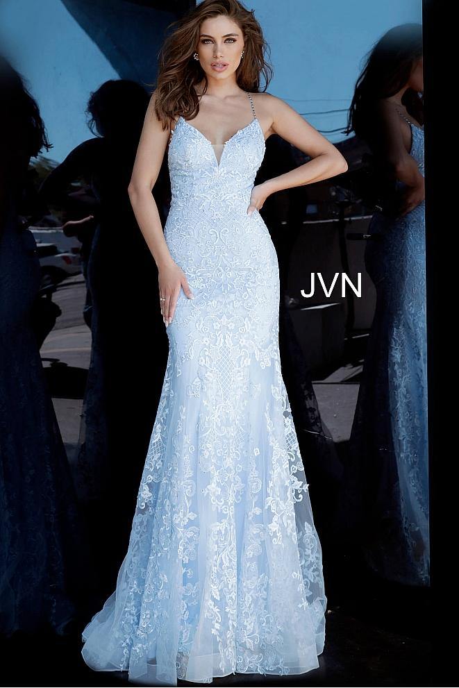 Jovani Prom Long Spaghetti Strap Dress 02258 - The Dress Outlet