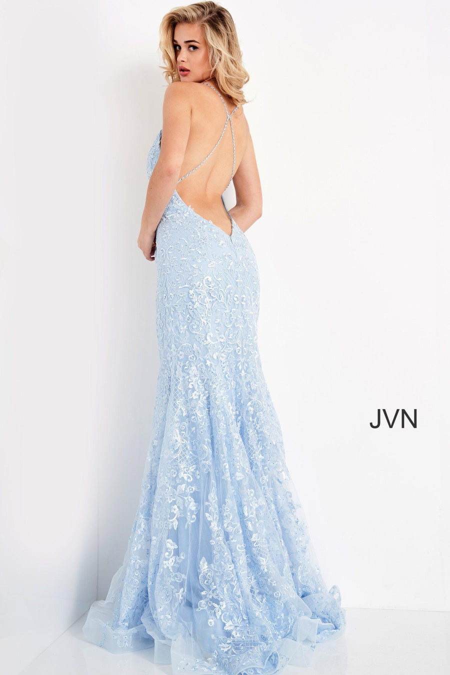 Jovani Prom Long Spaghetti Strap Dress 02258 - The Dress Outlet