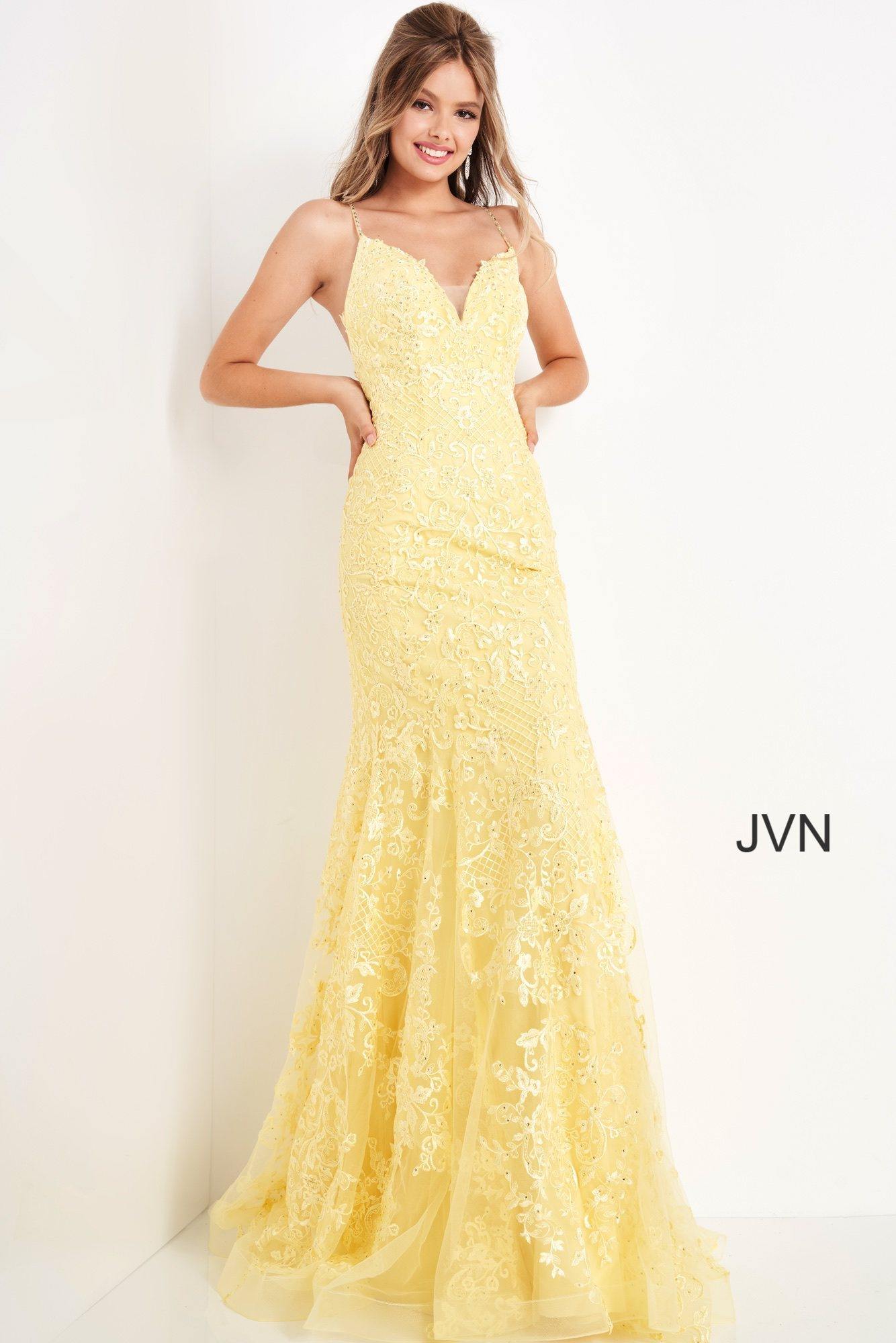 Jovani Prom Long Spaghetti Strap Dress 02258 - The Dress Outlet