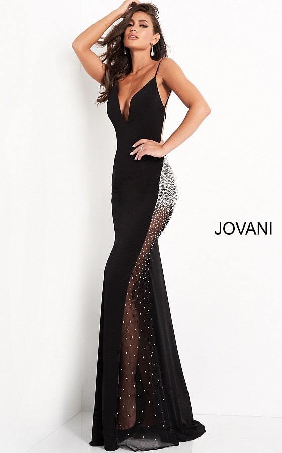 Jovani Prom Long Spaghetti Strap Fitted Dress 06566 - The Dress Outlet