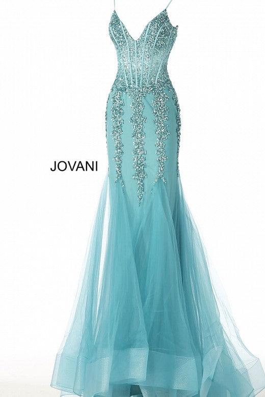 Jovani Prom Long Spaghetti Strap Mermaid Gown 56032 - The Dress Outlet