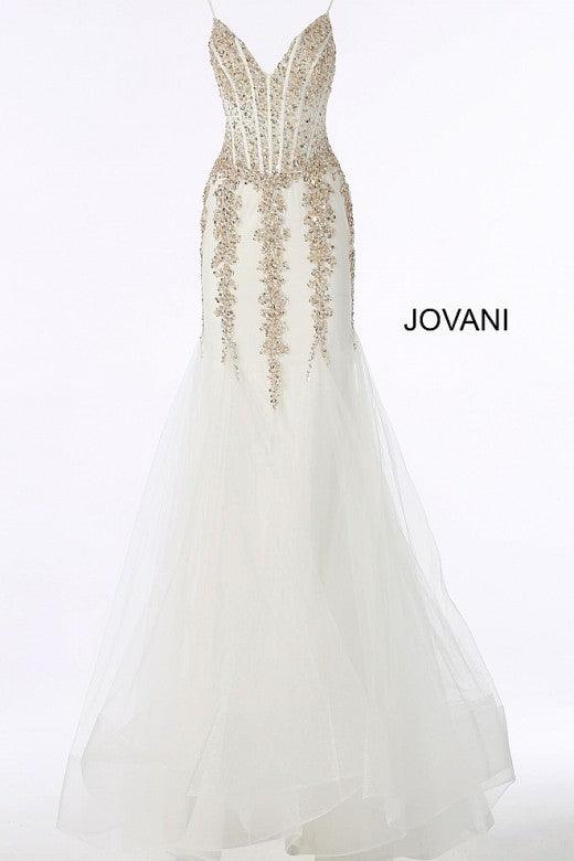 Jovani Prom Long Spaghetti Strap Mermaid Gown 56032 - The Dress Outlet