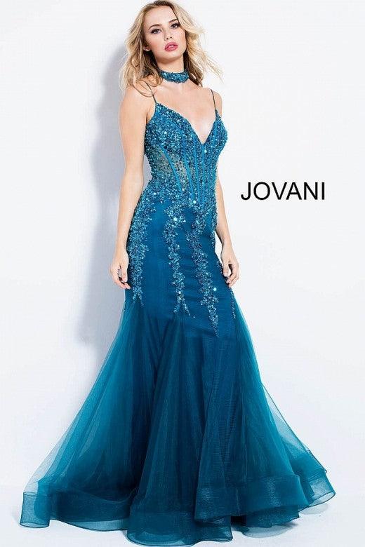 Jovani Prom Long Spaghetti Strap Mermaid Gown 56032 - The Dress Outlet