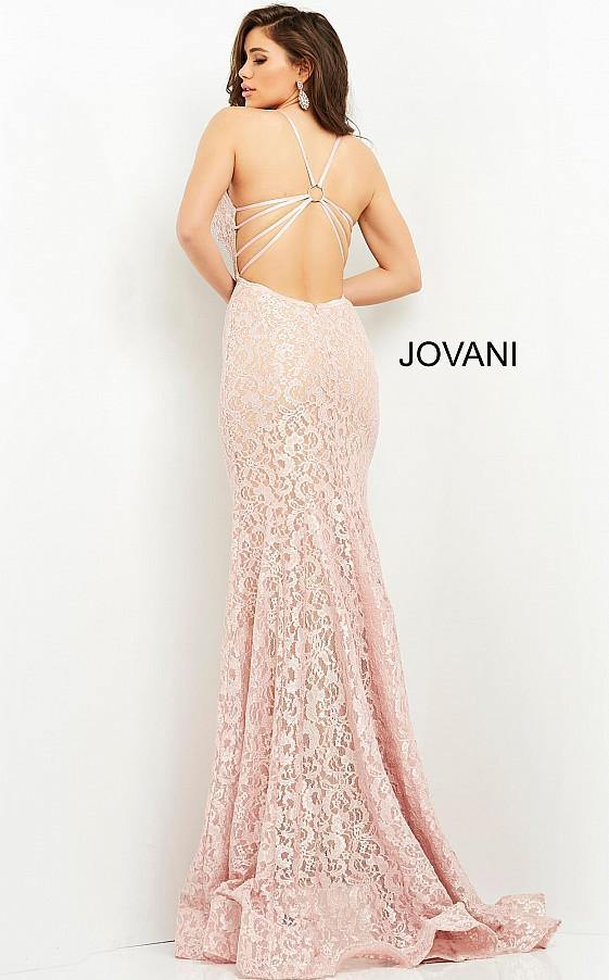 Jovani Prom Long Spaghetti Straps Lace Dress 06583 - The Dress Outlet